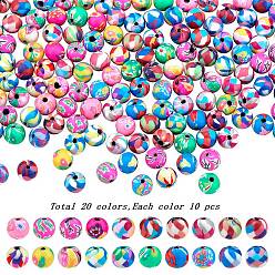 (52) Непрозрачная лаванда 200 шт 20 цвета бусины из полимерной глины ручной работы, для поделок ювелирных изделий, круглые, разноцветные, 8~9x8 мм, отверстие : 1.8 мм, 10 шт / цвет