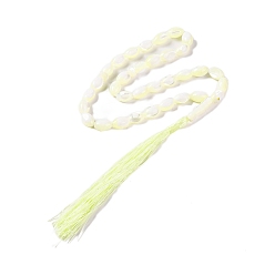 Светлый Золото-желтый Нити овальных бусин из натуральной ракушки трохуса, с кисточкой, светлый золотарник желтый, 8.5~9x5~6x5~6 мм, отверстие : 0.8 мм, около 35 шт / нитка, 12.40'' (31.5 см)