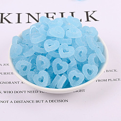 Sky Blue Opaque Resin Cabochons, Imitation Candy, Druzy Hollow Heart, Sky Blue, 15x15mm