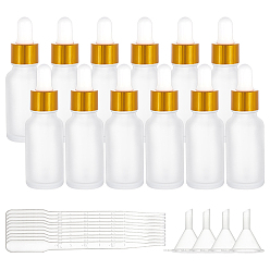 Clear Frosted Empty Glass Dropper Bottles, with 3ML Disposable Plastic Dropper, Plastic Funnel Hopper, Clear, 28x93mm, Capacity: 20ml, 16pcs