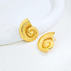 Золотой Серьги-гвоздики из латуни в форме ракушки, золотые, 28x23 мм