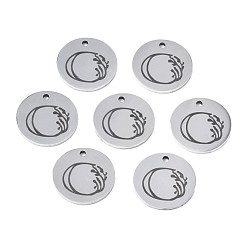 Letter O Anlaufgeschützt 304 Charms aus Edelstahl, Laserschnitt, gestalteter Buchstabe eingraviert, Flachrund, Edelstahl Farbe, letter.o, 14x1 mm, Bohrung: 1.2 mm