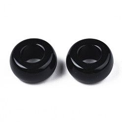 Черный Непрозрачный акрил европейского бисера, большое отверстие, кольцо, чёрные, 20x10 мм, отверстие : 9 мм