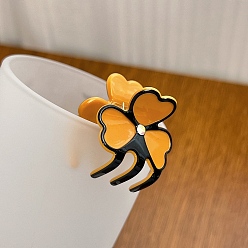Оранжевый Заколки для волос с когтями из ацетата целлюлозы (смола), клевер, оранжевые, 35x27 мм