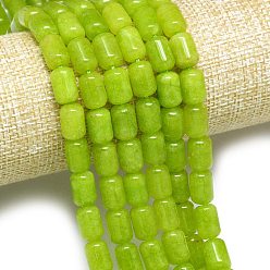 Желто-Зеленый Натуральный Malaysia нефритовые бусы пряди, окрашенная и подогревом, колонка, желто-зеленый, 11.5~12x7.5~8.5 мм, отверстие : 1~1.2 мм, около 31~32 шт / нитка, 15.16'' (38.5 см)