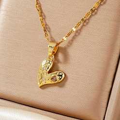 Золотой Модные женские ожерелья с подвеской в форме сердца из латуни с прозрачными кубическими цирконами, украшенные паве, ко Дню святого Валентина, золотые, 15.75 дюйм (40 см)