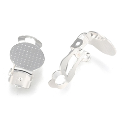 Silver 304 Stainless Steel Clip-on Earring Findings, with Round Flat Pad, Flat Round, Silver, Tray: 9.8mm, 16x10x7mm