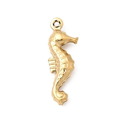 Sea Horse Подвески из нержавеющей стали 304, реальный 18 k позолоченный, ионное покрытие (ip), долговечный, очарование морского конька, 21x8x3.5 мм, отверстие : 1 мм