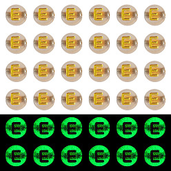 Letter E 50G Luminous Transparent Acrylic Beads, Flat Round with Letter, Glow in the Dark, Golden Metal Enlaced, Letter E, 7x4mm, Hole: 1.8mm, about 370pcs/50g