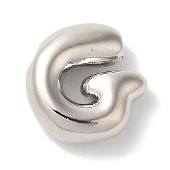 Letter G Brass Pendants, Long-Lasting Plated, Platinum, Letter G, 10x10x3.5mm, Hole: 1.4mm
