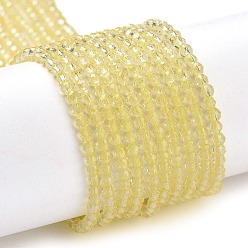 Light Goldenrod Yellow Transparent Glass Beads Strands, Faceted Round, Light Goldenrod Yellow, 2x2mm, Hole: 0.6mm, about 184pcs/strand, 14.49''(36.8cm)