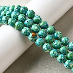 Весенне-зеленый Крашеные нити из натурального магнезита, круглые, весенний зеленый, 8 мм, отверстие : 1.2 мм, около 50 шт / нитка, 15.63~15.87 дюйм (39.7~40.3 см)