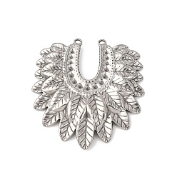 Нержавеющая Сталь Цвет 304 Настройки горный хрусталь из нержавеющей стали кулон, лист, цвет нержавеющей стали, пригодный для стразов 1~1.2 мм, 43x41x3 мм, отверстие : 1.4 мм