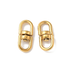 Настоящее золото 18K 304 поворотные застежки из нержавеющей стали, поворотный карабин и карабин для скалолазания, ключевые застежками, ионное покрытие (ip), реальный 18 k позолоченный, 14x6x3.5 мм, отверстие : 3.5x3.5 мм