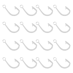 Нержавеющая Сталь Цвет 16шт. 201 застежки-крючки из нержавеющей стали, подвески рыболовный крючок, цвет нержавеющей стали, 38x21x2.5 мм, отверстие : 4.5 мм