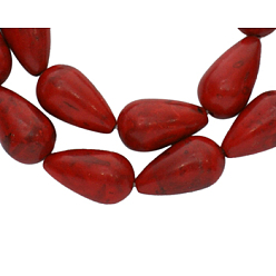Red Synthetical Howlite Beads, Dyed, Teardrop, Red, 17~18x10mm, Hole: 1mm, about 160pcs/1000g