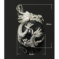 (946F)Морозный цвет внутри  Жонкиль / Непрозрачная зеленая подкладка Подвески из натурального окрашенного и нагретого черного агата, со сплавочной фурнитурой, круглые, платина, 32x20~22 мм, отверстие : 6.5x4 мм