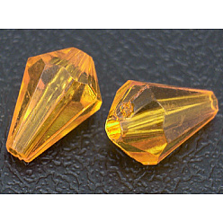 Orange Transparent Acrylic Beads, teardrop, Orange, Dyed, about 9mm long, 6mm wide, hole:1.2mm, about 3134pcs/500g