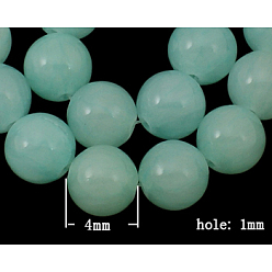Небесно-голубой Естественный желтый нефритовые четки, окрашенные, круглые, голубой, 4 мм, отверстие : 1 мм