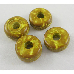 Желтый Кокосовые шарики, пончик, желтые, 9 мм, отверстие : 2.5 мм, Около 2200 шт / 500 г