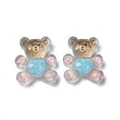Colorful Transparent Epoxy Resin Decoden Cabochons, with Glitter Powder, Bear, Colorful, 21x18x7.5mm