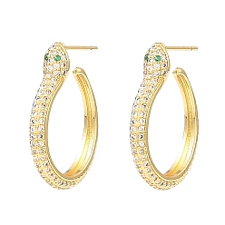 Настоящее золото 18K Серьги-гвоздики в виде змей из кубического циркония, серьги-кольца из латуни в стойке, без кадмия и без свинца, реальный 18 k позолоченный, 24.5x4.5 мм