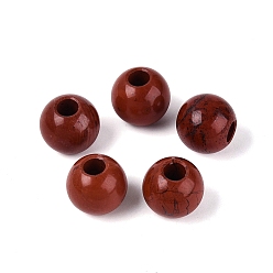 Red Jasper Natural Red Jasper European Beads, Smooth Round, Large Hole Beads, 13.5~14x12~13mm, Hole: 5mm
