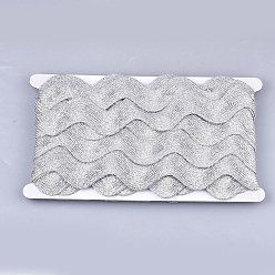 Gainsboro Polyester Ribbons, Wave Shape, Gainsboro, 1-1/2 inch(38mm)~1-5/8 inch(40mm), 10Yard/card
