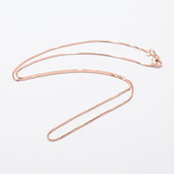 Розовое Золото Латунь латунь ручной работы ожерелье, без свинца и без никеля , венецианские цепи, розовое золото , 17.28 дюйм (43.9 см), 1 мм