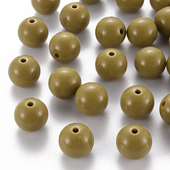 Dark Goldenrod Opaque Acrylic Beads, Round, Dark Goldenrod, 16x15mm, Hole: 2.8mm, about 220pcs/500g