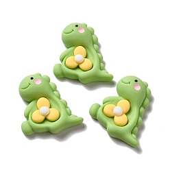 Yellow Green Opaque Resin Cabochons, Dinosaur-shaped Mini Fan, Yellow Green, 26.5x25x7.5mm