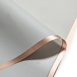 Светло-серый 20 листы с золотым краем водонепроницаемая ПВХ подарочная упаковочная бумага, квадратный, сложенный букет цветов украшение оберточной бумаги, светло-серый, 580x580 мм