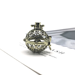 Античная Бронза Латунные бусины, подвески в круглой полой клетке, античная бронза, 25x20 мм