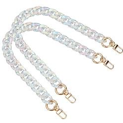 Mixed Color Bag Strap Chains, with Acrylic Curb Chains, Alloy and Iron Findings, Mixed Color, 485mm, 2pcs/box