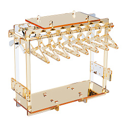 Золотистый Акриловый дисплей серьги стойки, держатель-органайзер для сережек в форме вешалки для одежды с вешалками 16шт., золотые, готовое изделие: 17.5x6x14 см