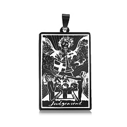 Gunmetal 201 Stainless Steel Pendants, Laser Engraved Pattern, Tarot Card Pendants, Gunmetal, Judgement XX, 40x24x1mm, Hole: 8x4mm