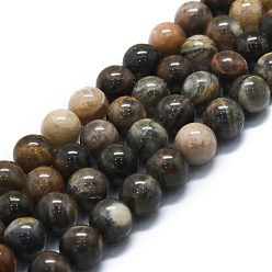 Grey Moonstone Brins de perles de pierre de lune grise naturelle, ronde, 10mm, Trou: 1.2mm, Environ 39 pcs/chapelet, 15.75'' (40 cm)