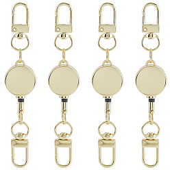 Золотой 4 шт. прочные выдвижные застежки из сплава, выдвижной держатель катушки для удостоверения личности, с двойными поворотными застежками, принадлежности для изготовления брелоков своими руками, плоско-круглые, золотые, 115 мм