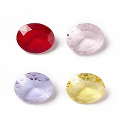 Mixed Color K9 Glass Rhinestone Cabochons, Pointed Back, Oval, Mixed Color, 10x8x4mm