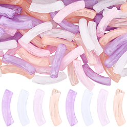 (52) Непрозрачная лаванда 100 шт прозрачные акриловые бусины, Стиль имитация драгоценных камней, изогнутая трубка, разноцветные, 33x8x10.5 мм, отверстие : 1.6 мм