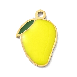 Mango 304 эмалевые подвески с фруктами из нержавеющей стали, реальный 18 k позолоченный, манго, 21x14.5x2 мм, отверстие : 1 мм