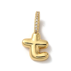 Letter T Латунные микро проложить кубического циркония подвески, без свинца и без кадмия, долговечная гальваническая буква Т, 19x10x9 мм, отверстие : 5 мм