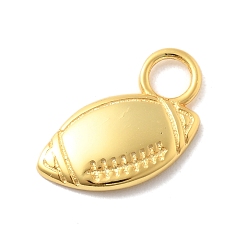 Rugby 925 серебряные шармы, золотые, с печатью 925, регби, 8x12x1.5 мм, отверстие : 2.5 мм