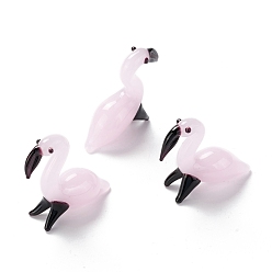 Lavendel erröten Manuell Murano Glas Perlen, kein Loch, Flamingo-Form, Lavendel erröten, 22x19x2 mm
