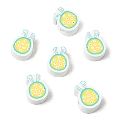 Кролик Пасхальные бусины ручной работы из полимерной глины, кролик, 9.5x7x4.5 мм, отверстие : 2 мм