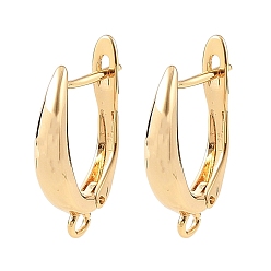 Real 18K Gold Plated SHEGRACE Brass Hoop Earring Findings, with Loop, Cadmium Free & Lead Free & Nickel Free, Real 18K Gold Plated, 19.5x13x4mm, Hole: 1.6mm, Pin: 1mm