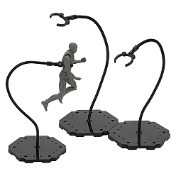 Черный Пластиковые держатели для демонстрации собранных фигурок из цинкового сплава с шестигранным основанием, чёрные, 11x10x29 см