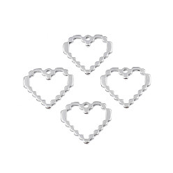 Нержавеющая Сталь Цвет Не тускнеющие 201 подвески из нержавеющей стали, сердце, цвет нержавеющей стали, 22x25x1.5 мм, отверстие : 2 мм