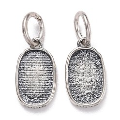 Античное Серебро Настройки подвески из стерлингового серебра Таиланда, пустой овал, с целью перехода в кольце, античное серебро, лоток : 9x5.7 мм, 12x7x2 мм, отверстие : 6x1 мм