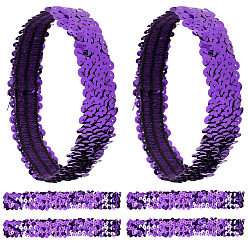 Lila Breites, dehnbares, glitzerndes Stirnband, elastisches Pailletten-Stirnband, Haar-Accessoires für Mädchen, lila, 210x25 mm